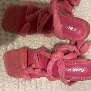 Public Desire Pink Knotted Lace up Sandals